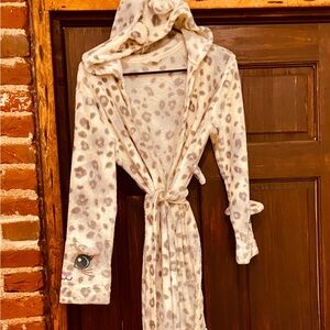 Leopard Print Hooded Robe with Eye Detail